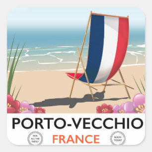 ポルト – ヴェッキオ、フランスビーチ旅行ポスター スクエアシール