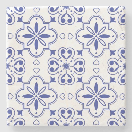 ポルモダント地中海のガルブルー白アズレジョ ストーンコースター (正面)