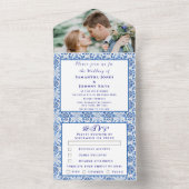 ポル地中海のガル写真の結婚タイル オールインワン招待状 (内側)