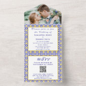 ポル地中海のガル写真の結婚タイル オールインワン招待状 (内側)