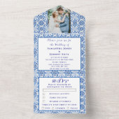 ポル地中海のガル写真の結婚タイル オールインワン招待状 (内側)