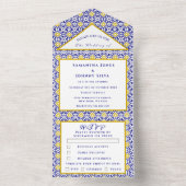 ポル地中海のト語の素朴タ結婚イル オールインワン招待状 (内側)