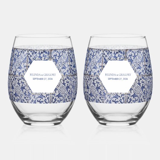 ポル素朴ガル結婚タイル ステムなしワイングラス (裏面)