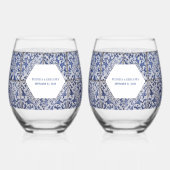 ポル素朴ガル結婚タイル ステムなしワイングラス (正面)