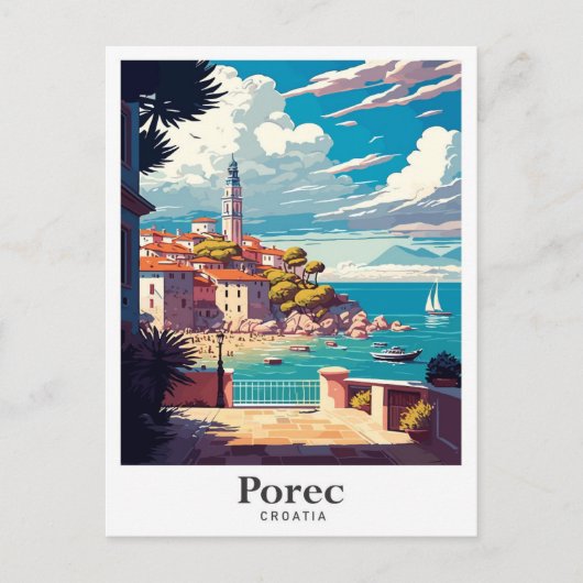 ポレククロアアートヴィンテージトラベルイラストレーション ポストカード (正面)