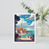 ポレッククロアチアヴィンテージ旅行プレイスイラストレーション ポストカード (スタンド正面)