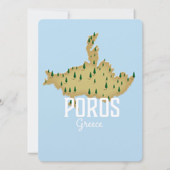 ポロス ギリシャ地図 イラスト入り旅行ポスター (正面)
