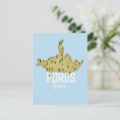 ポロス ギリシャ 地図 イラスト 旅行 ポスター ポストカード (スタンド正面)