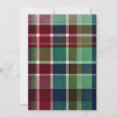 ポロ名門私立校風のベビーシャワーエクエストリアンタータンチェッククレスト 招待状 (裏面)