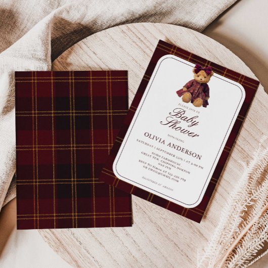 ポロ テディベア ガール ベビーシャワー 招待状