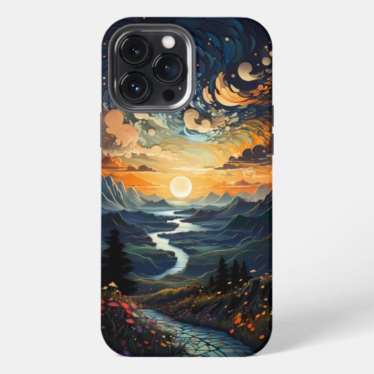 ポワンティリズムの山のiPhone/iPadケース iPhoneケース (裏面)