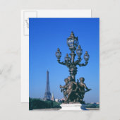 ポンアレキサンドレIII橋の上のランプ柱と ポストカード (正面/裏面)