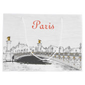 ポンアレクサンドルIIIオンセーヌ川 – パリフランス ラージペーパーバッグ (裏面)