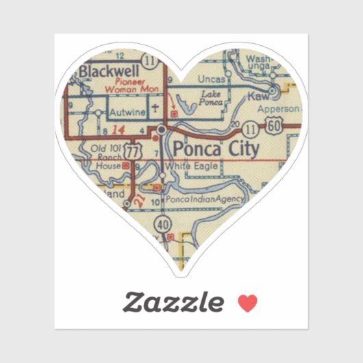 ポンカシティ オクラホマ州 レトロマップ シール (シート)