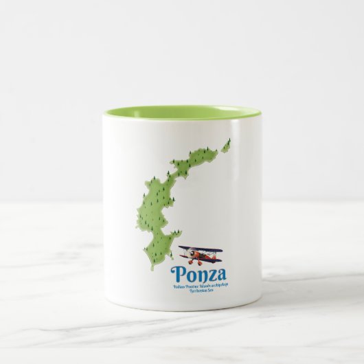 ポンザイタリアン島の地図。 ツートーンマグカップ (中央)