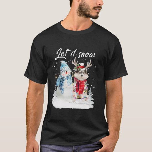 ポンスカイサンタドッグクリスマス雪だるまクリスマスパジャマ Tシャツ (正面)