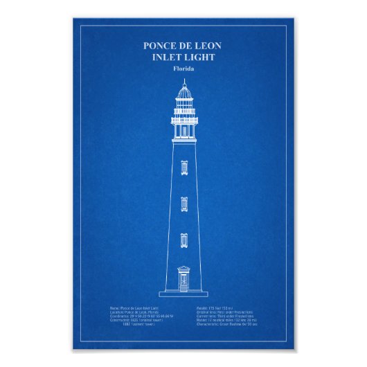 ポンス・デ・レオン・インレット・ライトハウス ‐ フロリダ ‐ 広告 フォトプリント            (正面)