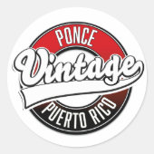 ポンセ・プエルトリコヴィンテージロゴ ラウンドシール (正面)