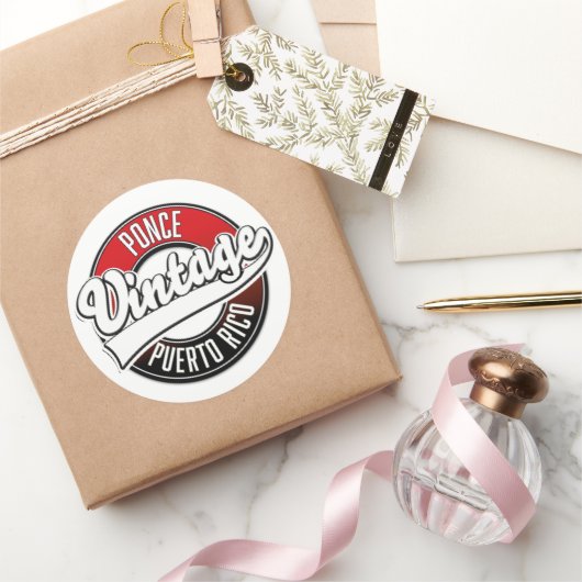 ポンセ・プエルトリコヴィンテージロゴ ラウンドシール (ギフト)