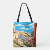 ポンツァイタリアヴィンテージアートトラベルイラストレーション トートバッグ (裏面)