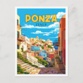 ポンツァイタリアヴィンテージ旅行イラストレーション ポストカード (正面)