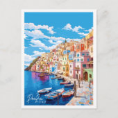 ポンツァイタリアヴィンテージ旅行イラストレーション ポストカード (正面)