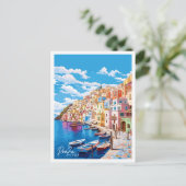 ポンツァイタリアヴィンテージ旅行イラストレーション ポストカード (スタンド正面)