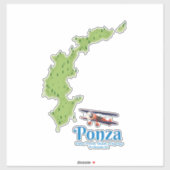 ポンツァ島の地図 シール (シート)