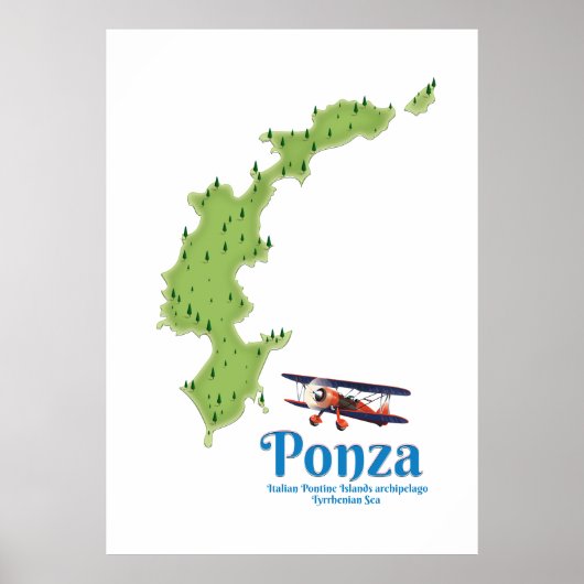 ポンツァ島の地図 ポスター (正面)