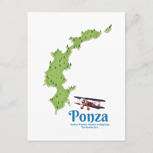 ポンツァ島の地図 ポストカード (正面)