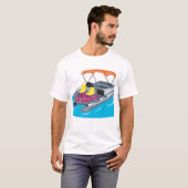 ポンツーンのボートのレトロ Tシャツ (正面フル)