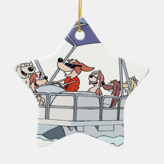 ポンツーンのボート セラミックオーナメント (正面)