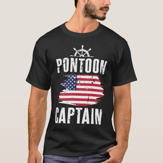 ポンツーンの大尉American Boating Flag Dadの祖父 Tシャツ (正面)