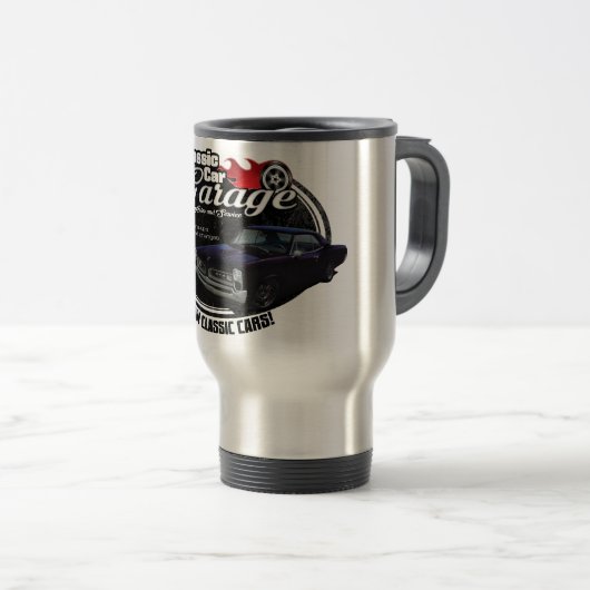 ポンティアクが付いているクラシックな車のガレージ トラベルマグ (正面右)