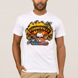 ポンティアクBonneville -焼損の旗のスカル- n-の旗 Tシャツ