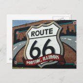 ポンティアックイリノイUSルート66の看板はがき ポストカード (正面/裏面)