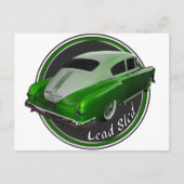 ポンティアック鉛スledグリーンメタルフレーク低ライダー ポストカード (正面)