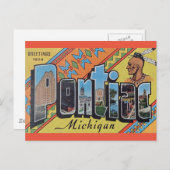 ポンティアック・ミシガン・ポストカードからの挨拶 ポストカード (正面/裏面)