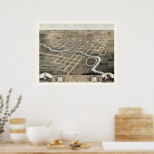 ポンティアック， ILパノラママップ – 1869 ポスター (キッチン)