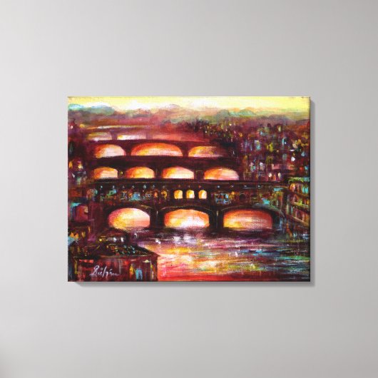 ポンテヴェッキオとフィレンツェの他の橋 キャンバスプリント (正面)