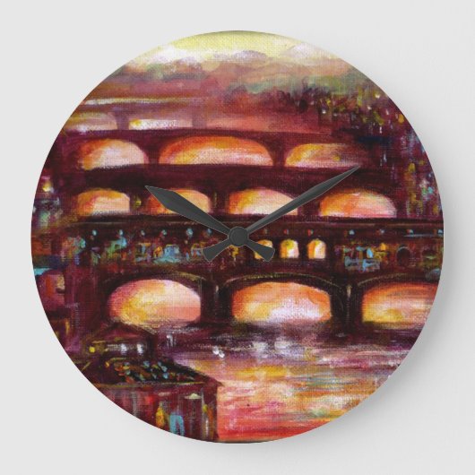 ポンテヴェッキオとフィレンツェの他の橋 ラージ壁時計 (正面)