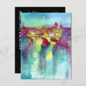 ポンテヴェッキオフローレンスバイナイトウォーター色 インビテーションポストカード (正面/裏面)