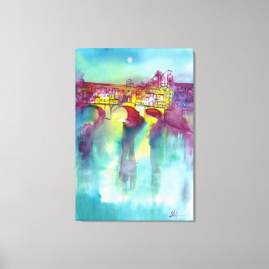 ポンテヴェッキオフローレンスバイナイトウォーター色 キャンバスプリント (正面)
