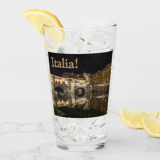 ポンテヴェッキオ夜のシーン反川 タンブラーグラス (アイス正面)
