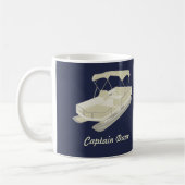 ポントゥーンボートパーソナライズされたコーヒーマグネービーブルー コーヒーマグカップ (左)