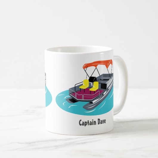 ポントゥーンボートパーソナライズされたコーヒーマグ コーヒーマグカップ (正面右)