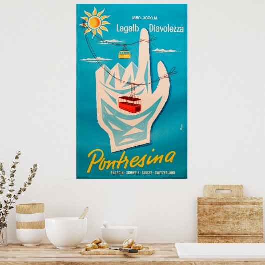 ポントレジナスキースイスヴィンテージ旅行ポスター ポスター (キッチン)