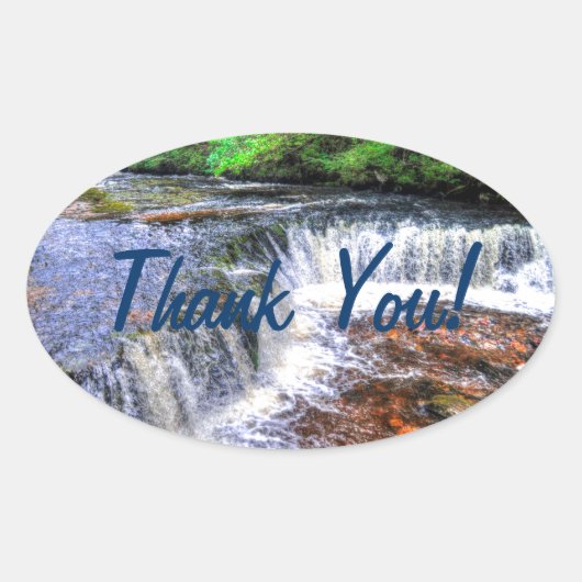 ポントンデッフェハン秋歩くトレイルありがとうありがとう 楕円形シール (正面)