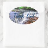 ポントンデッフェハン秋歩くトレイルありがとうありがとう 楕円形シール (バッグ)