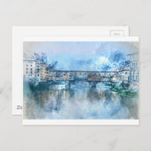 ポントヴェッキオ川の上にイタリアのフィレンツェのアルノ ポストカード (正面/裏面)